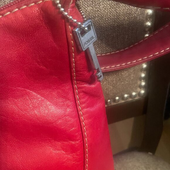 Fossil Red Leather Purse Bag #75082 - Picture 12 of 12